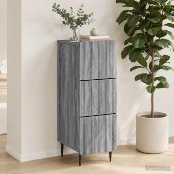 vidaXL Ladekast 33 x 34,5 x 92 cm Bewerkt hout Grijs sonoma, Verzenden, Nieuw