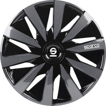 Sparco Wieldoppen 16 inch Lazio - Zwart/Grijs, Verzenden