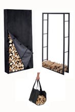 Lendo Online Brandhoutrek met Hoes 100x25x196 cm Zwart, Verzenden