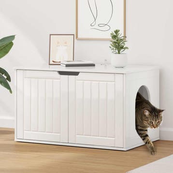 vidaXL Kattenhuis Glanzend Wit 85 x 55 x 50,5 cm Bewerkt, Verzenden