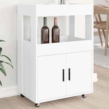 vidaXL Drankkar 60x39,5x89 cm bewerkt hout wit, Huis en Inrichting, Verzenden, Nieuw