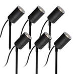 Tuinspots 6x LED Pin Tuinspot Zwart Tuinverlichting, Tuin en Terras, Verzenden, Nieuw