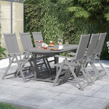 vidaXL 7-delige Tuinset massief acaciahout, Tuin en Terras, Tuinsets en Loungesets, Verzenden, Nieuw, Tuinset