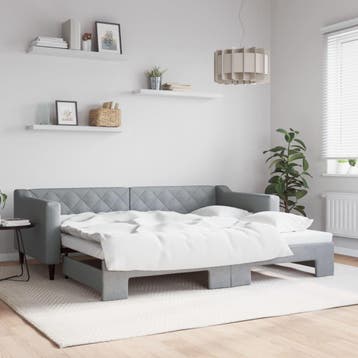 vidaXL Slaapbank met onderschuifbed 90x200 cm stof, Verzenden