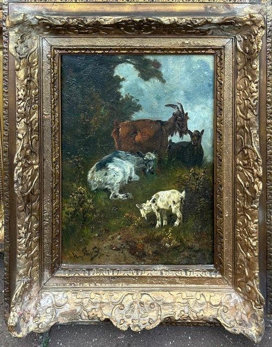 Henry Schouten (1860-1927) - Dieren in het gras, Antiquités & Art, Art | Peinture | Classique