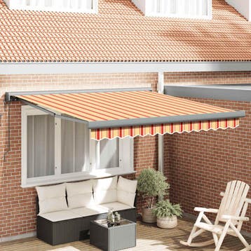 vidaXL Elektrische Zonneluifel 3 x 2,5 m Geel en wit, Verzenden