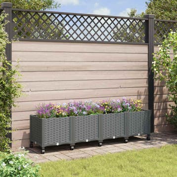 vidaXL Tuin planter met wielen Lichtgrijs 160 x 40 x 48 cm, Tuin en Terras, Verzenden, Nieuw
