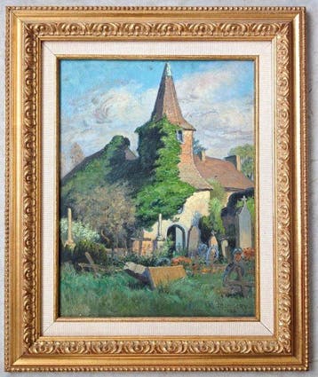 Émile Goussery (1867–1941) - Vieille église sous le ciel, Antiek en Kunst