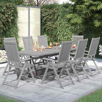 vidaXL 9-delige Tuinset massief acaciahout, Tuin en Terras, Tuinsets en Loungesets, Verzenden, Nieuw, Tuinset