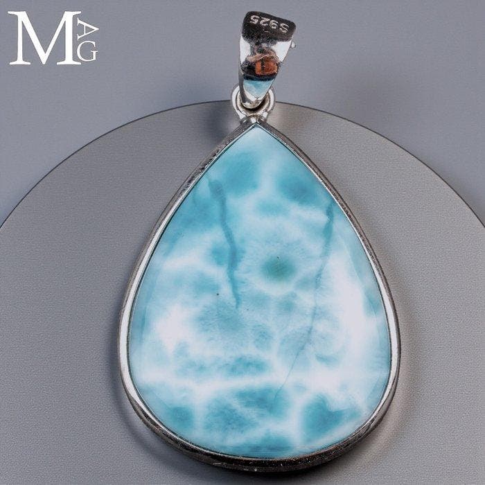 Topkwaliteit Larimar-edelsteen - zeldzaam mineraal -, Antiek en Kunst, Curiosa en Brocante