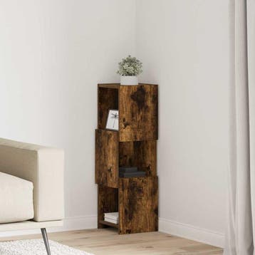 vidaXL Hoekkast 25,5x25x80cm Bewerkt hout Rook Eiken, Huis en Inrichting, Kasten | Overige, Verzenden, Nieuw