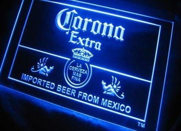 Corona neon bord lamp LED verlichting reclame lichtbak *blau, Verzenden, Nieuw