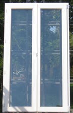 pvc terrasraam , raam , chassis 125 x 215 wit / kwartsgrijs, Bricolage & Construction, Châssis & Portes coulissantes, Ophalen of Verzenden