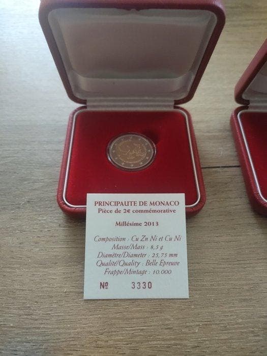 Monaco. 2 Euro 2013/2016 ONU + Charles III (2 monnaies), Postzegels en Munten, Munten | Europa | Niet-Euromunten