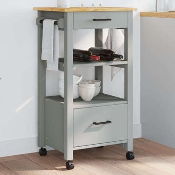 vidaXL Keukentrolley MONZA 48x40x88,5 cm massief grenenhout, Huis en Inrichting, Verzenden, Nieuw