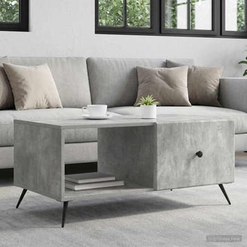vidaXL Salontafel Betongrijs 90 x 50 x 40 cm Bewerkt hout, Verzenden, Nieuw