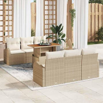 vidaXL Tuinbank Set 7 st beige en crèmekleurig, Verzenden