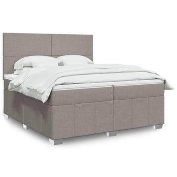 vidaXL Boxspring met matras stof taupe 200x200 cm, Verzenden, Nieuw