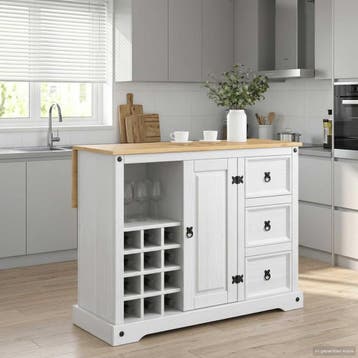 vidaXL Keukenopslag Wit en Honingwas 112 x 70 x 91,5 cm, Huis en Inrichting, Verzenden, Nieuw