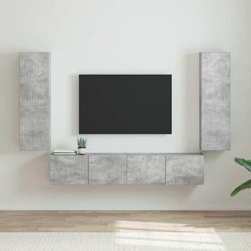 vidaXL TV Wandkast 2 pcs Beton Bewerkt hout, Verzenden, Nieuw