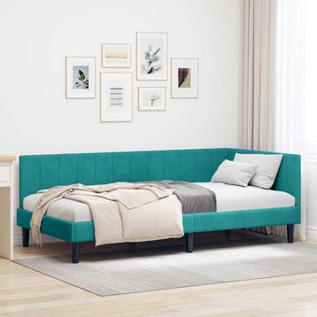 vidaXL Hoek Bed Frame met hoofdeinde Turquoise 90 cm x 200, Verzenden, Nieuw