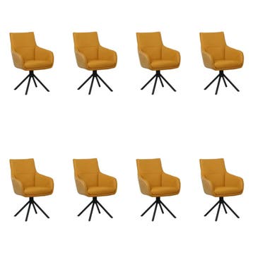 Set van 8 Leren draaibare eetkamerstoelen Fancy Duo - Kenia, Ophalen of Verzenden