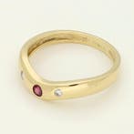 Bague - 18 carats Or jaune - Diamant - Robijn, Bijoux, Sacs & Beauté, Bagues
