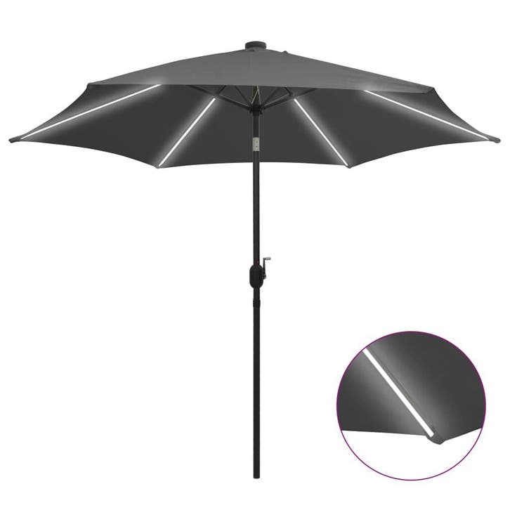 vidaXL Parasol met LED-verlichting en aluminium paal 300 cm, Jardin & Terrasse, Parasols, Envoi