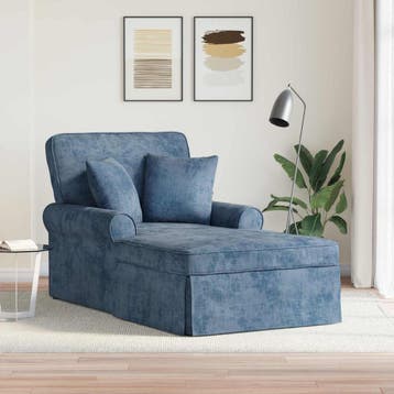 vidaXL Chaise Lounge met Rok met kussen Blauw 157 x 91 x 91, Maison & Meubles, Verzenden