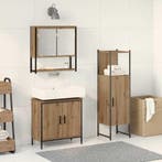 vidaXL Badkamermeubel Set met plank 3 pcs Bruin Bewerkt hout, Verzenden, Nieuw