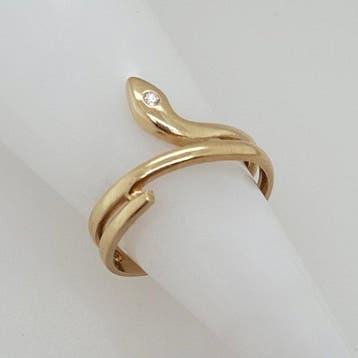 Bague - 14 carats Or jaune Diamant (Naturelle) - Bague