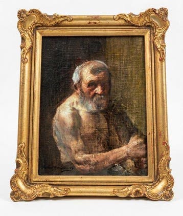 André Crochepierre (1860-1937) - Portrait de vieillard
