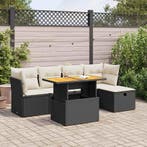 vidaXL 6-delige Loungeset met kussens poly rattan acacia, Verzenden, Nieuw, Loungeset