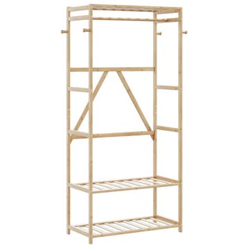 vidaXL Kledingrek met schappen 80x40x175 cm bamboe, Huis en Inrichting, Verzenden, Nieuw