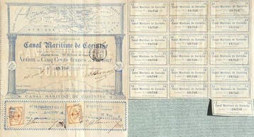 Grèce. 1 1887 : Canal Maritime de Corinthe - action de 500