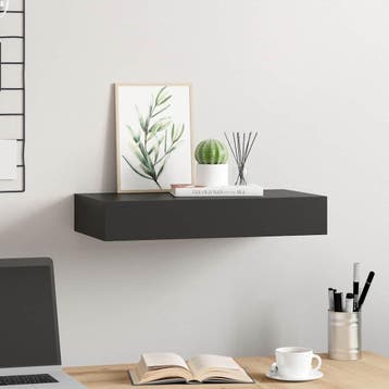 vidaXL Wandschap met lade zwevend 48x25x8 cm zwart, Verzenden