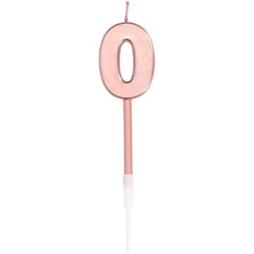 Kaars Cijfer 0 Rose Goud Metallic 15cm, Verzenden, Nieuw