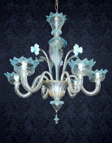 Kroonluchter - Geen Reserve - Murano-glas met bloemen in