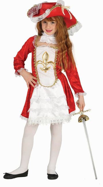 Musketier Kostuum Kind Wit Rood, Verzenden, Nieuw