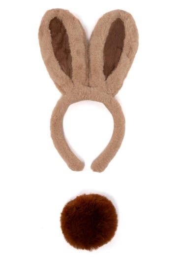 KIMU® Haarband Konijn Dikke Oren Bruin met Staart Diadeem Ko, Kleding | Dames, Ophalen of Verzenden, Nieuw