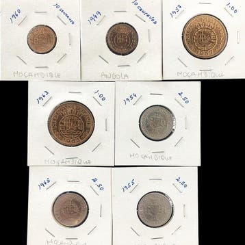 Portugees Mozambique, Portugees Angola. Lot with 7 Coins (10