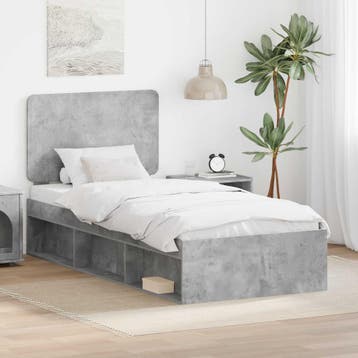 vidaXL Bedframe Betonnen Grijs 90 x 190 cm Massief, Verzenden, Nieuw