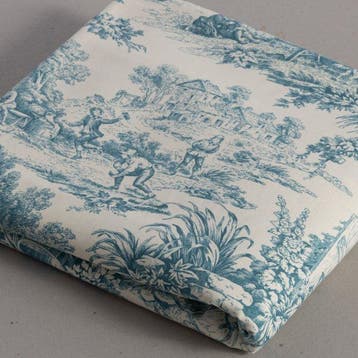 AA014 - Toile de Jouy-stof Turkoois - 100% katoen OEKO-TEX