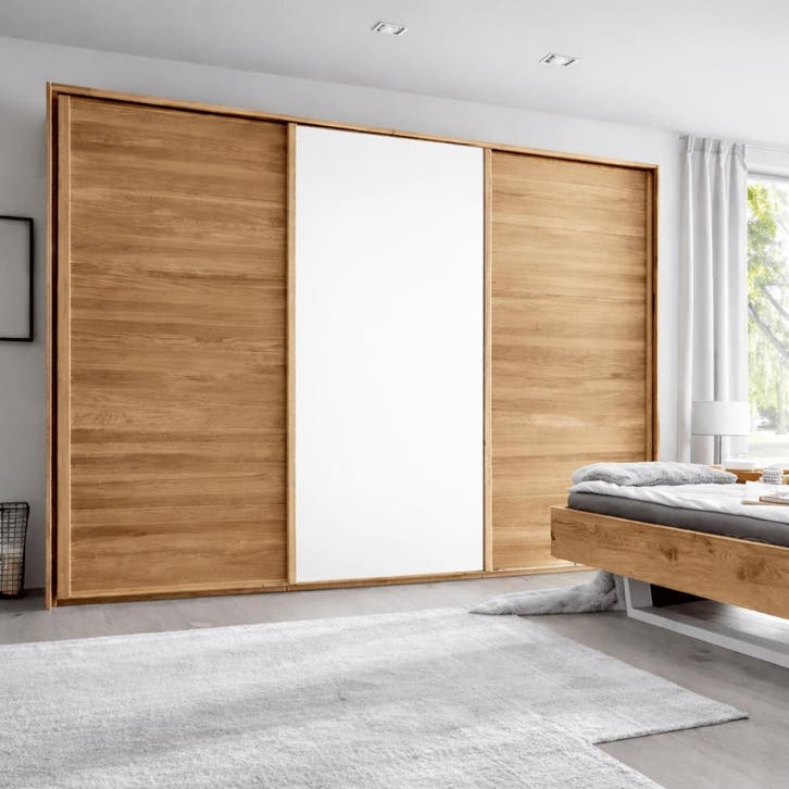 Forestales Woodside Massief Eikenhout Zweefdeur Kledingkast, Maison & Meubles, Armoires | Penderies & Garde-robes