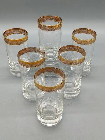 Kristall Gläserset mit Goldrand – 6 Trinkgläser Wassergläser