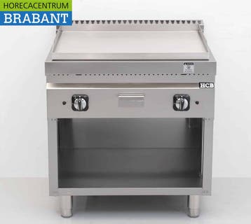 HCB RVS Bakplaat Glad 13 kW 80 cm GAS Horeca, Ophalen of Verzenden