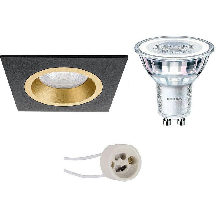 LED Spot Set - Vierkante Inbouwspot Mat Zwart/Goud 3.5W LED, Maison & Meubles, Lampes | Spots, Envoi