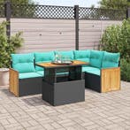 vidaXL 6-delige Loungeset met kussens poly rattan acacia, Verzenden, Nieuw, Loungeset