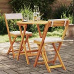 vidaXL Tuin Eettafel Set 3 pcs Olie Natuurlijk Massief, Verzenden, Nieuw
