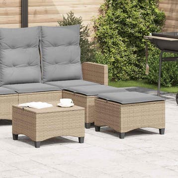 vidaXL Tuinkrukken met kussens 2 st 55x55x36 cm poly rattan, Verzenden, Nieuw